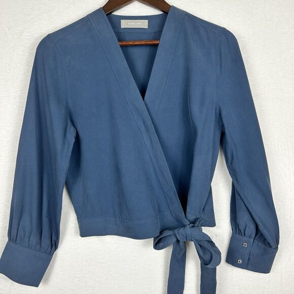 Everlane Blue Wrap Blouse - Picture 1 of 10